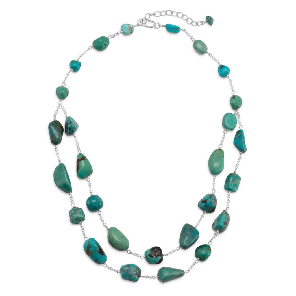 Double Strand Turquoise Nugget Necklace